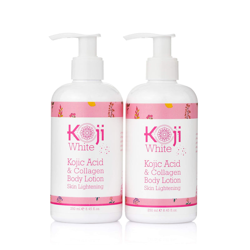 Koji White Kojic Acid & Collagen Body Lotion Skin Brightening - Women Gift Set (2 Pack) - for Moisturizer & Radiant Complexion, Uneven Skin Tone - 8.45 Fl Oz Bottle Koji White