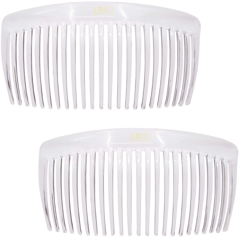 Camila Paris CP2911 French Side Combs Large 2 Pack Curved, Clear Flexible Durable Cellulose Hair Combs, Strong Hold Grip Hair Clips for Women, No Slip Styling Girls Hair Accessories, Made in France Camila