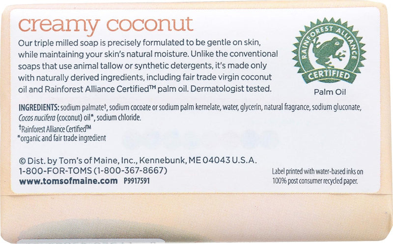 Tom's of Maine Natural Beauty Bar Soap, Creamy Coconut With Virgin Coconut Oil, 5 oz. Infinity Warehouse