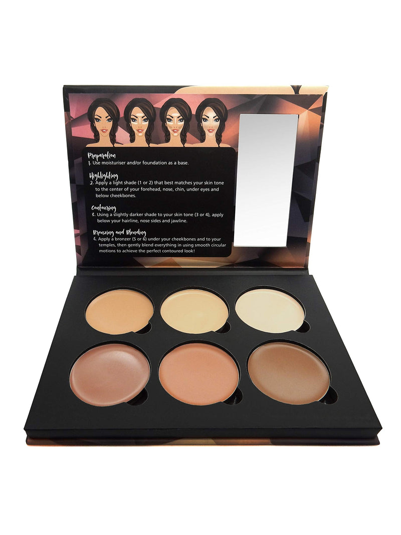 W7 Lift & Sculpt Cream Contour Kit - Concealing, Highlighting & Contouring Makeup Palette - Step-by-Step Instructions Included W7