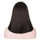 15 Inch Short Straight Dark Brown Bob Wig with Bangs | Natural Heat Resistant Synthetic Hair for Women Daily Wear (Brown) AMZCOS