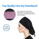 QBA Working Cap with Button Long Hair, 3 PCS, Adjustable Working Hat Sweatband Cotton Ponytail Holder, Tie Back Hats for Women & Men, One Size, 3 Pack: Black + Navy + Blue Plants QBA