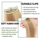 S-noilite Clip in Hair Extensions Human Hair Short Balayage 12Inch One Piece 2 Clips Clip in Remy Hairpiece For Women with Thinning Hair Add Extra Volume 17g Golden Brown/Bleach Blonde S-noilite