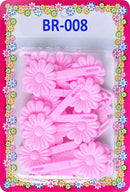 Tara Girls Self Hinge Plastic Flower Hair Barrettes 18 Pieces Selection (Light Pink) Tara