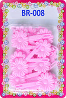 Tara Girls Self Hinge Plastic Flower Hair Barrettes 18 Pieces Selection (Light Pink) Tara