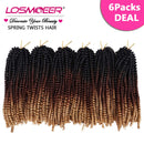 6 Packs Spring Twist Braiding Hair 12 Inches 3 Tone Spring Twists Bomb Twist Hair for Butterfly Locs Synthetic Crochet Hair Extensions for Women (15Strands/Pack, T1B/30/27