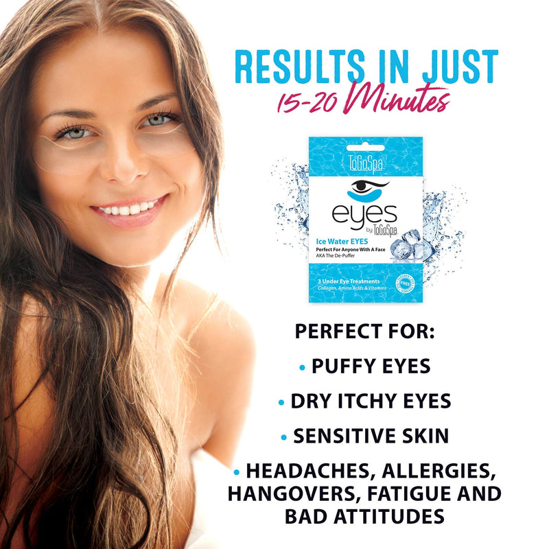 Ice Water EYES by ToGoSpa – Premium Anti-Aging Collagen Gel Pads for Puffiness, Dark Circles, and Wrinkles – Under Eye Rejuvenation for Men & Women - 1 Pack - 3 Pair ToGoSpa