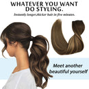 GOO GOO Halo Hair Extensions 70g 14 Inch Ombre Chocolate Brown to Caramel Blonde Straight Real Human Hair Extensions Flip in Hidden Crown Hair Extensions with Invisible Wire Layered Hairpiece GOO GOO Store