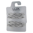 LUX ACCESSORIES Set of 2 Pairs Silver Tone Crisscross Clear Crystal Rhinesones Fashion Hair Pins LUX ACCESSORIES