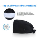 QBA Adjustable Working Cap with Button, Cotton Working Hat Sweatband, Elastic Bandage Tie Back Hats for Women & Men, One Size (Black + Deep Blue + Khaki) QBA