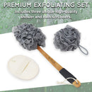 Nicer Concepts Exfoliating Loofah Back Scrubber and Loofah Set - Includes Loofah on a Stick, Extra Large Loofah Sponge, Face Scrubber - For Men and Women's Shower and Bath Use, Back and Body Nicer Concepts