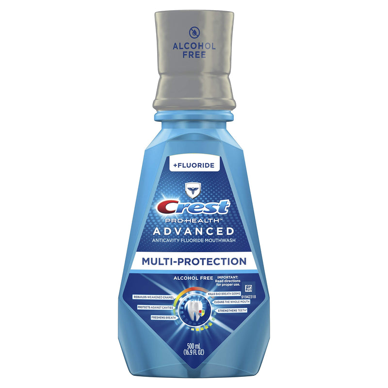 Crest Pro-Health Advanced Mouthwash, Alcohol Free, Multi-Protection, Fresh Mint, 500 ml, 16.9 Fl Oz Crest