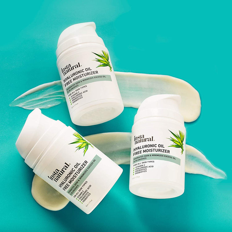 Hyaluronic Acid Oil Free Face Cream - Daily Breakout & Oily Skin Facial Moisturizer - Hydrating, Moisturizing & Brightening Natural Skin Care - Anti Aging & Pore Control Treatment Lotion - 1.7 oz InstaNatural Store