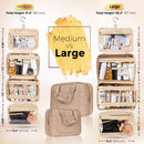 Fashionable Hanging Travel Toiletry Bag for Women and Men, Foldable Hygiene Bag, Bathroom, and Shower Organizer Kit with Elastic Band Holders for Toiletries, Cosmetics, Makeup, Brushes (Large) BOACAY Store