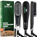 BEARDCLASS Premium Beard Straightener Comb - USA Designed for Beards! Fast Heating Electric Straightening Brush for Men with Anti-Scald Technology - Adjustable Temperature Portable Heated Straightner BEARDCLASS