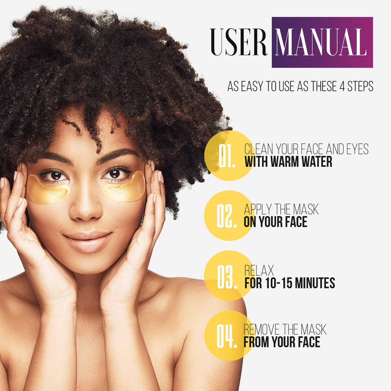 Under Eye Patches - 24K Gold Under Eye Mask Anti-Aging Hyaluronic Acid Collagen Under Eye Pads Reducing Dark Circles & Wrinkles Treatment Gel Bags LE GUSHE