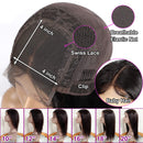 Ombre Lace Closure Wigs 4x4 Lace Front Wig, Straight Human Hair Wigs with Baby Hair, Drak Red Pre Plucked Glueless Brazilian Hair Lace Wigs (16", 1B/99J, Straight, 150% Density) ALISFEEL
