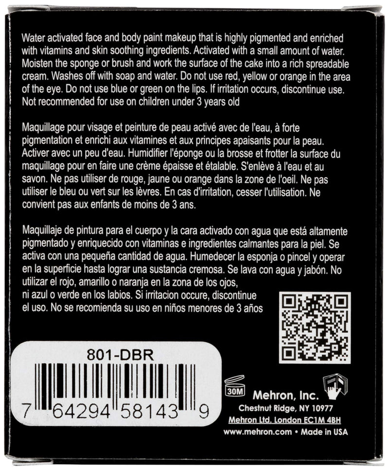 Mehron Makeup Paradise Makeup AQ Refill (.25 oz) (DARK BROWN) Mehron