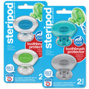 Steripod Clip-On Toothbrush Protector, Clear Blue/Clear Green/Blue/Silver, 4, Teal, Silver, Blue Clear, Green Clear, 2 Count (Pack Of 2) Steripod
