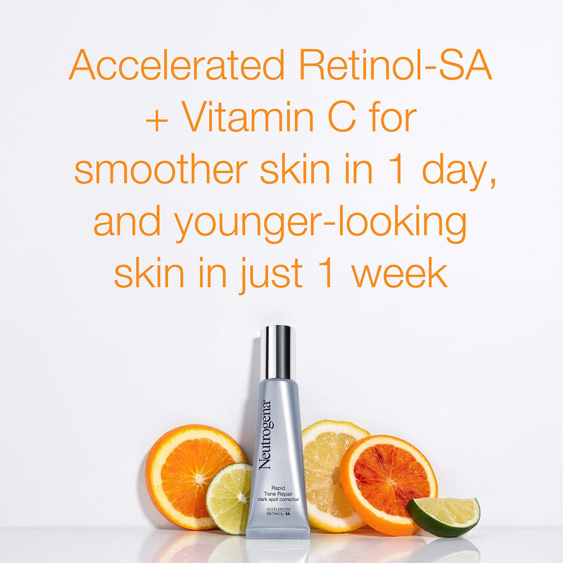 Neutrogena Rapid Tone Repair Retinol + Vitamin C Dark Spot Corrector Face Serum, Daily Anti-Wrinkle Retinol Dark Spot Corrector to Brighten & Even Tone, Mineral-Oil & Dye-Free, 1 oz Neutrogena