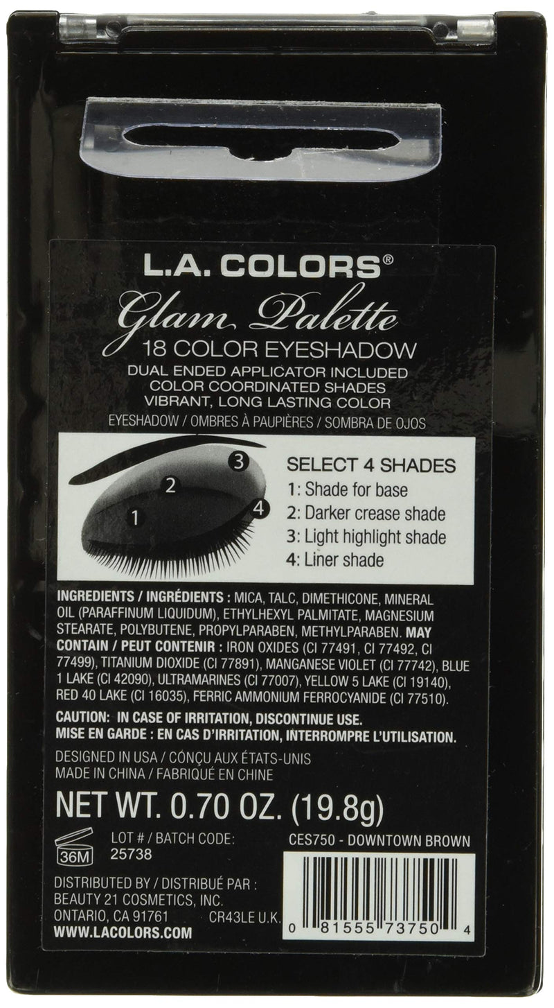 L.A. COLORS 18 Color Eyeshadow Palette, Downtown Brown, 0.70 Oz. L.A. COLORS