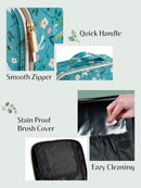 Joligrace Makeup Travel Bag Organizer for Women Cute Cosmetic Storage Train Case Portable Big Large Capacity with Extra Pouch for Make-Up Brush Toiletry Jewelry Green Forrest Print Joligrace Store