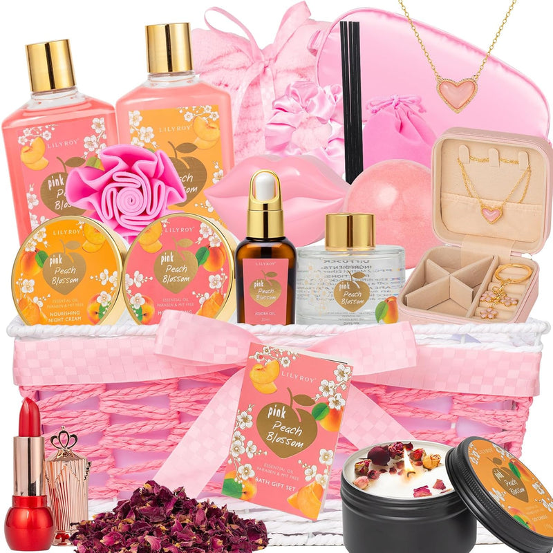19 Pcs Rose Gifts Spa Gift Set Bath and Body Gifts Basket Set For Women Bath Spa Gift Baskets Set for Women Mom Mothers Day Christmas Birthday Valentines Gifts Spa Kit for Women Mom Gift