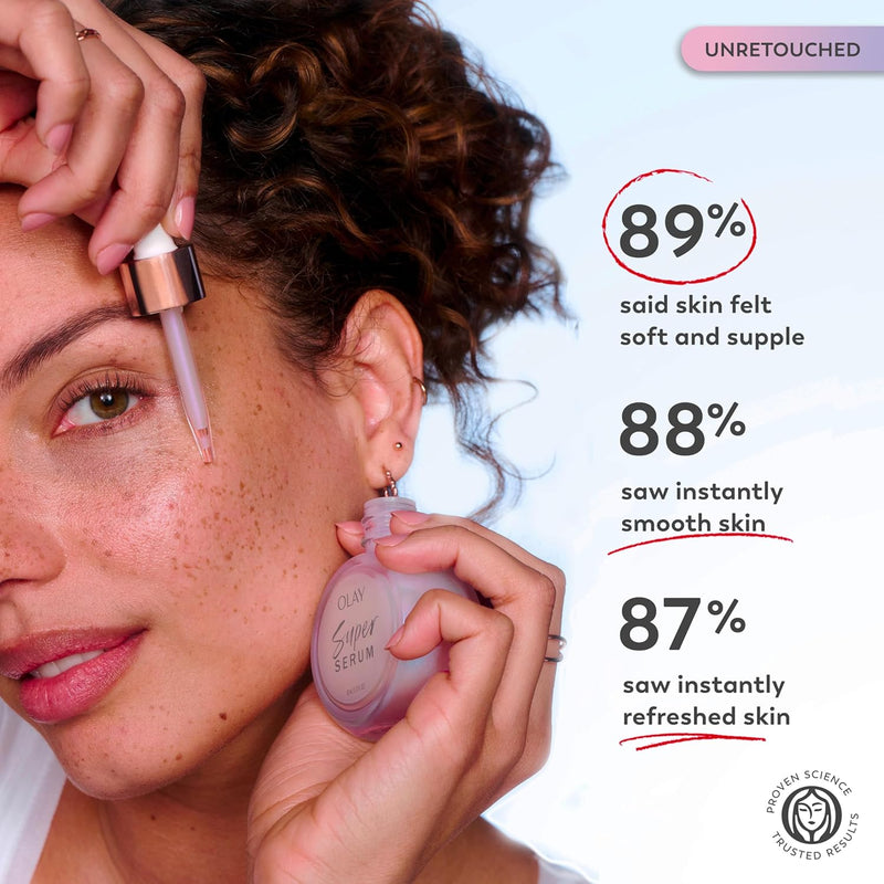 Olay Super Serum - Niacinamide, Vitamin C & E, Collagen Peptide, AHA - 5-in-1 Skin Care Benefits for Face - Healthy Glow, Brightening, Hydrating, Smoothing, Firming, Evens Tone, Anti-Aging, 1.7 Oz Infinity Warehouse