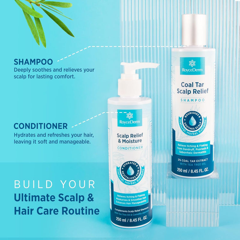 Roycederm Coal Tar Antidandruff Shampoo & Conditioner Set: 2% Coal Tar Extract Scalp Relief Shampoo for Psoriasis, Dandruff & Seborrheic Dermatitis - Soothes Itchy Scalp, Hydrates Hair Infinity Warehouse