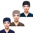 QBA Adjustable Working Cap with Button, Cotton Working Hat Sweatband, Elastic Bandage Tie Back Hats for Women & Men, One Size (Black + Deep Blue + Khaki) QBA