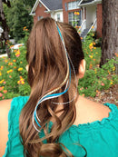Feather Hair Extensions, 100% Real Rooster Feathers, Long Natural and Turquoise Blue Colors, 20 Feathers with Bonus FREE Beads and Loop Tool Kit NBT Feather Lily