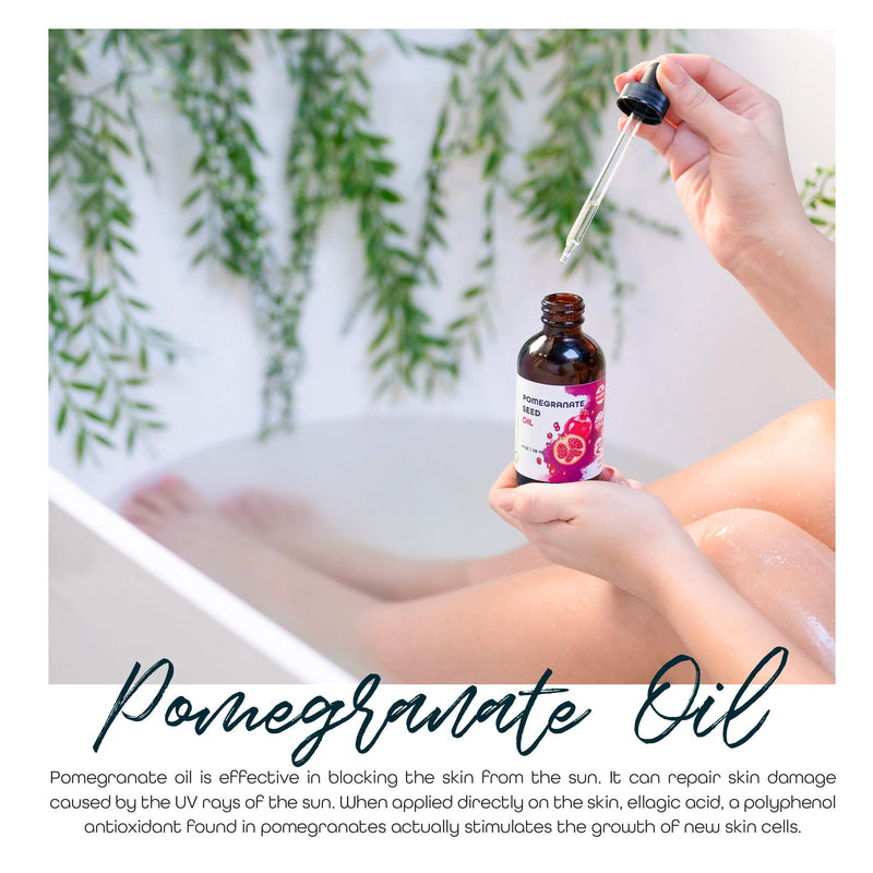 Organic Pomegranate Seed Face Oil. 100% Pure Unrefined Cold Pressed for Essential Oils. Rejuvenates Hair, Promotes Skin Elasticity. Gua Sha Oil. Antioxidant Moisturizer for Hair Skin and Nails 4 oz Premium Nature