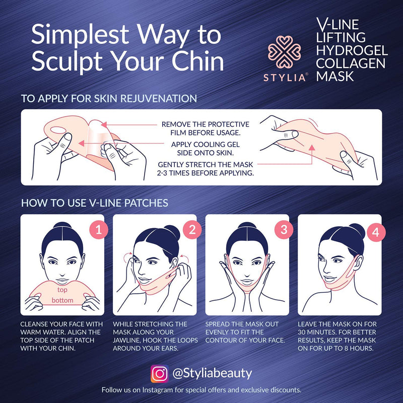 7 Piece V Line Shaping Face Masks – Lifting Hydrogel Collagen Mask with Aloe Vera – Anti-Aging and Anti-Wrinkle Band - Double Chin Reducer Strap - Contouring, Slimming and Firming Face Lift Sheet Stylia Store