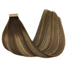 GOO GOO Hair Extensions Tape in Balayage Chocolate Brown to Honey Blonde 16 Inch 50g 20pcs Human Hair Extensions Straight Real Hair Extensions Tape in Remy Hair Extensions GOO GOO