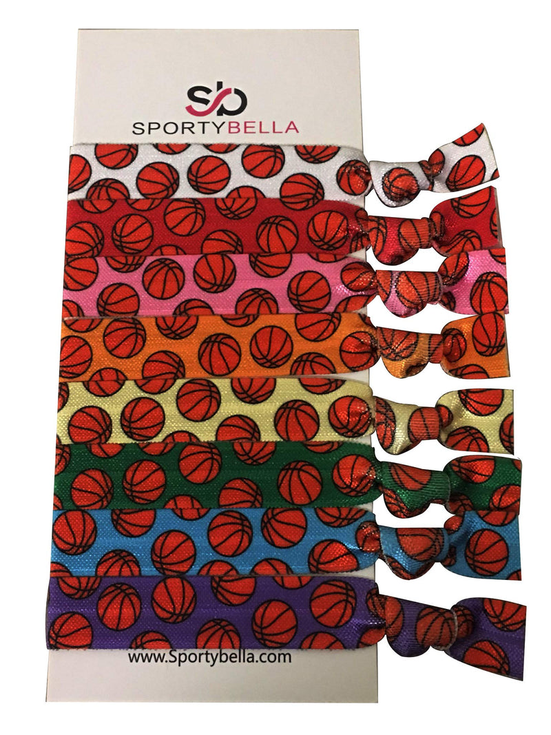 Basketball Hair Accessories, Girls Basketball Hair Ties, No Crease Basketball Hair Elastics Set Sportybella