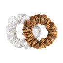 Slip Silk Crystal Large Scrunchies Stardust Collection (White, Bronze) - 100% Pure 22 Momme Mulberry Silk Scrunchies for Women - Hair-Friendly + Luxurious Elastic Scrunchies Set (2 Scrunchies) SLIP
