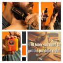 TAME THE WILD Easy Glide Beard Straightener Essentials Kit-Anti Scald Beard Straightening Comb, Heat Protection Spray,Beard Soap,Beard Balm,Detangle Comb, and Storage Case-Ultimate Beard Grooming Kit TAME THE WILD