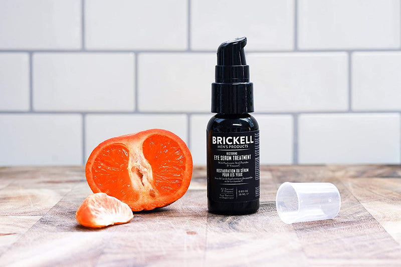 Brickell Men's Restoring Eye Serum Treatment for Men, Natural and Organic Eye Gel to Firm Wrinkles, Reduce Dark Circles, and Promote Youthful Skin, 0.65 Ounce, Unscented Brickell Men's Products