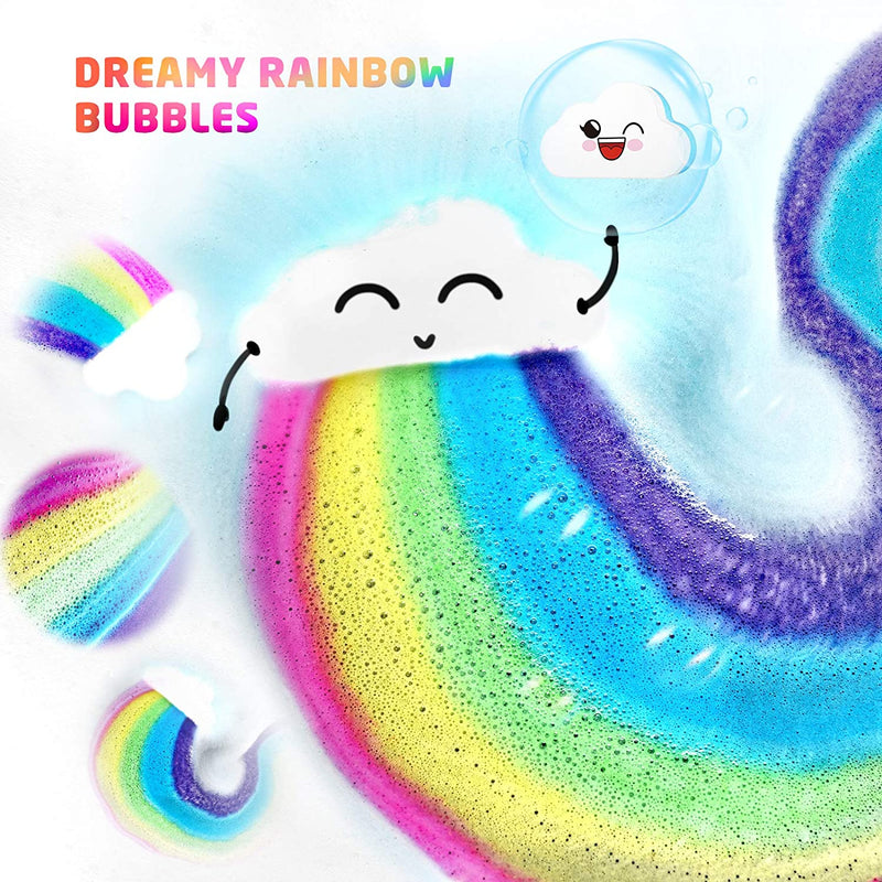 Bath Bombs 2Pcs Gift Set, Ribivaul Handmade Rainbow Bath Bombs with Natural Ingredients and Dreamy Rainbow,Bath Bomb with Rich Bubble, Great Gift for Birthday, Mother's Day, Christmas Ribivaul