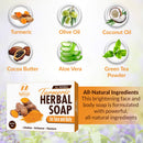 Turmeric Soap Bar for Face & Body - All Natural Turmeric Skin Soap - Turmeric Face Soap Reduces Acne, Brightens Scars & Cleanses Skin - 4 Oz Turmeric Bar Soap for All Skin Types Made in USA Natrulo