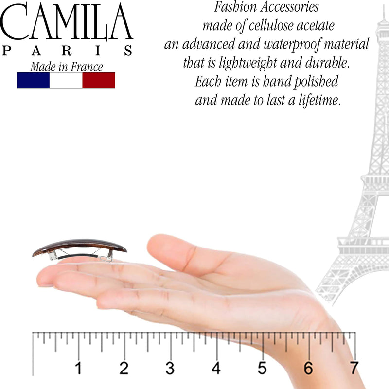 Camila Paris CP1438/2 French Hair Barrette Clip for Girls, Tortoise Small 2.5 inch Set of 2 Strong Hold Grip Hair Clips for Women, No Slip and Durable Styling Girls Hair Accessories, Made in France Camila