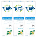 Tom's of Maine Natural Simply White Fluoride Toothpaste, Sweet Mint, 4.7 oz. 3-Pack (Packaging May Vary) Tom's of Maine