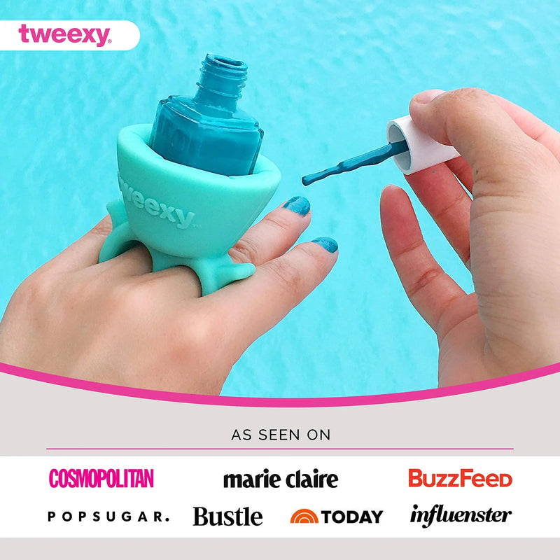 tweexy Wearable Nail Polish Holder Ring, Fingernail Polishing Tool, Manicure and Pedicure Accessories (Spa Green) tweexy