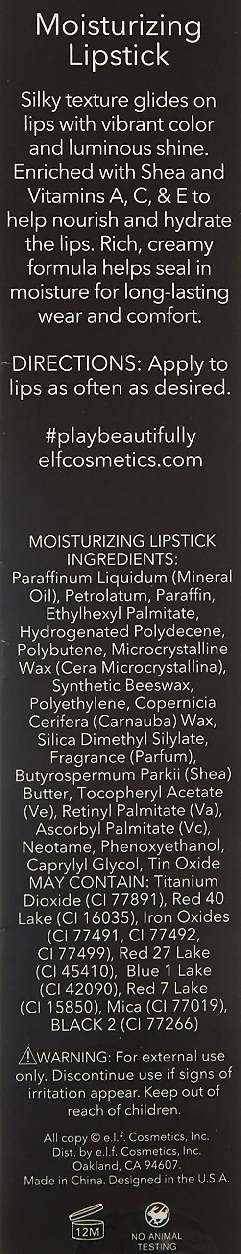 e.l.f. Moisturizing Lipstick, Vibrant Color & Luminous Shine, Bordeaux Beauty, 0.11 Ounce e.l.f.