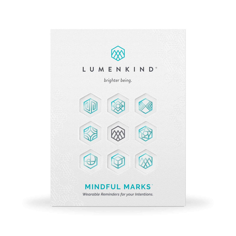 LumenKind, Mindful Marks (Teal) 31 Tiny Temp Tattoo Mindfulness Stickers - Wearable Reminders for your Intentions. Choose your Focus - Set your Intention - Renew your Commitment LUMENKIND