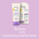 Aveeno Baby Continuous Protection Zinc Oxide Mineral Sunscreen Lotion for Sensitive Skin, Broad Spectrum SPF 50, Paraben- & Tear-Free, Sweat- & Water-Resistant, Travel-Size, 2 x 3 fl. oz Aveeno