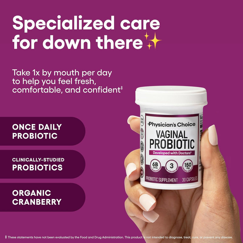 Physician's CHOICE Vaginal Probiotics for Women - pH Balance, Odor Control, Yeast Balance, Vaginal Flora & Feminine Health - 6B CFU with Organic Prebiotics and Cranberry Extract - 30 CT Infinity Warehouse