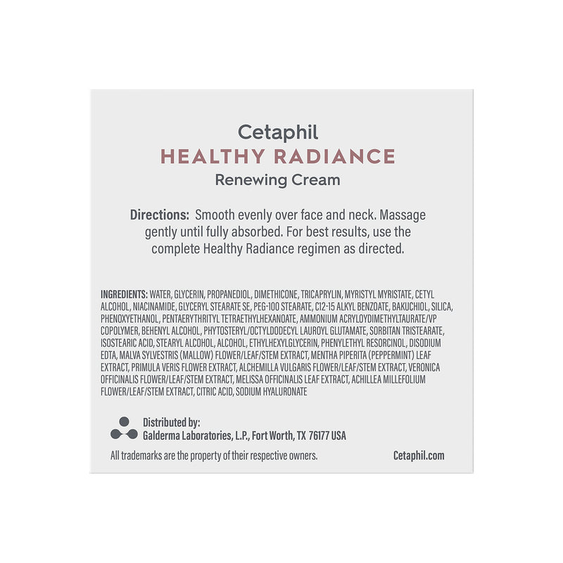 Face Cream by Cetaphil, Healthy Radiance Renewing Cream, Visbily Reduces Look of Dark Spots, Brightening Lotion, Designed for Sensitive Skin, Hypoallergenic, Fragrance Free, 1.7oz Cetaphil