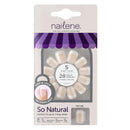 Nailene So Natural Short Artificial Nails, Beige – Fake Nail Kit with 28 Nails (12 Sizes) & Nail Glue Included – Designed for Comfort & Natural Look – False Nails with up to 7 Days of Wear,71004 Nailene