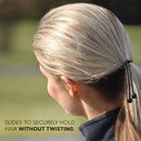 Pulleez Sliding Ponytail Holder, Set of 2 - Acrylic Charms - Black/ Brown Elastic Hair Ties Pulleez
